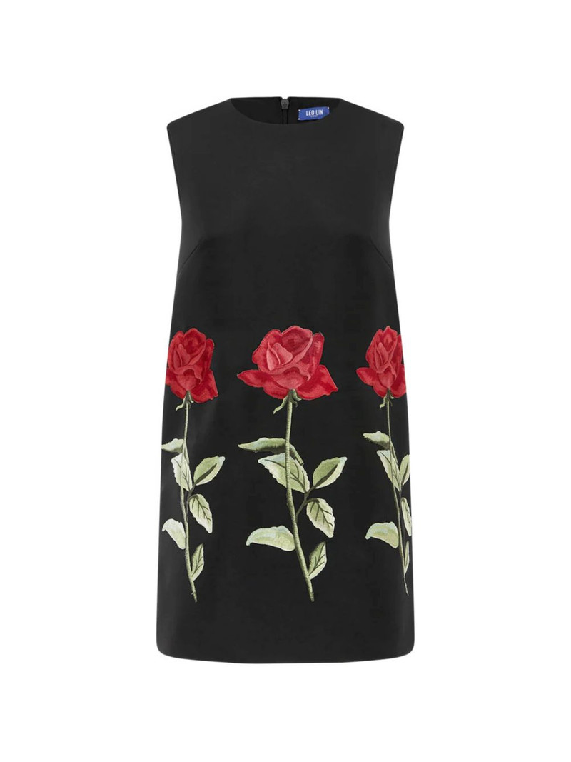 Yvonne rose-embroidered sleeveless mini dress 1