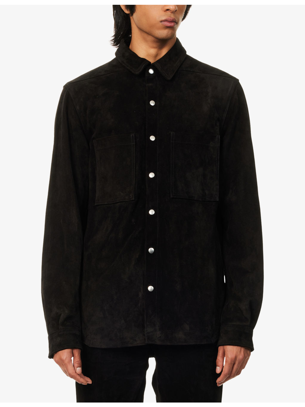 Relaxed-Fit Curved-Hem Suede Shirt - 3