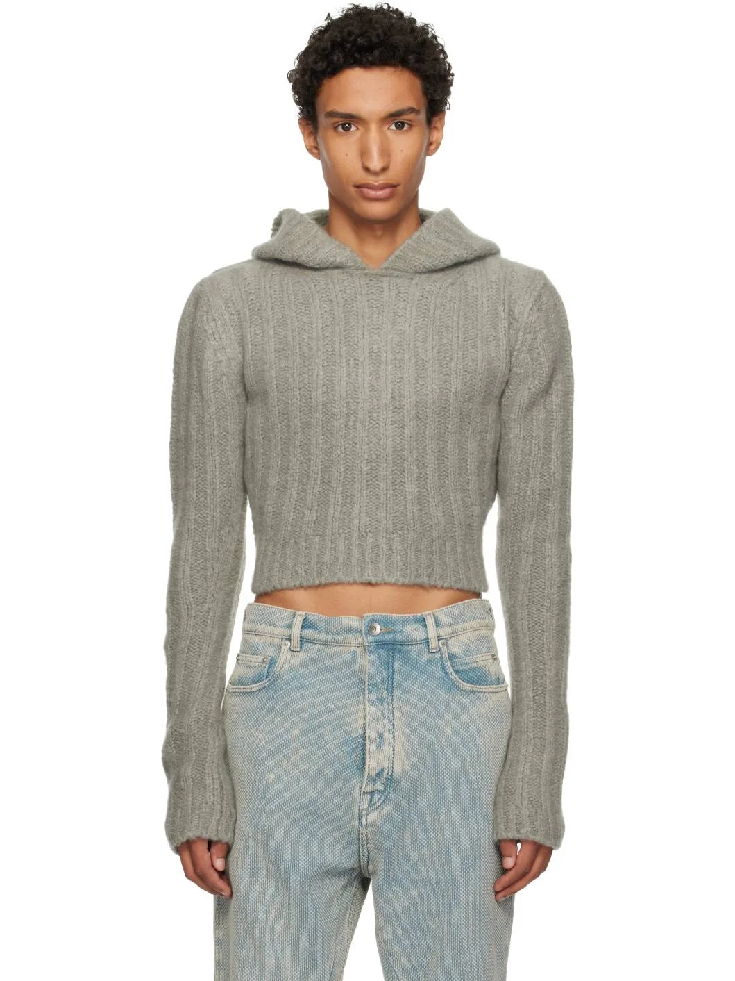 Gray Tower Cropped Hoodie - 1