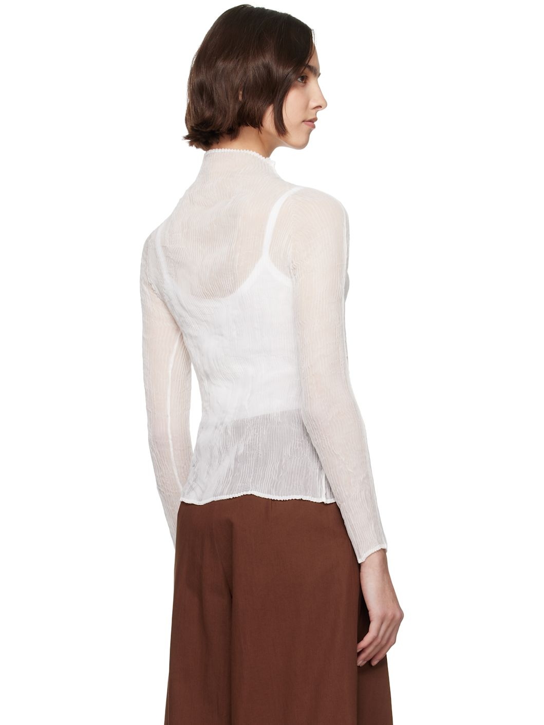 White Chiffon Twist BK/WT-56 Turtleneck - 3