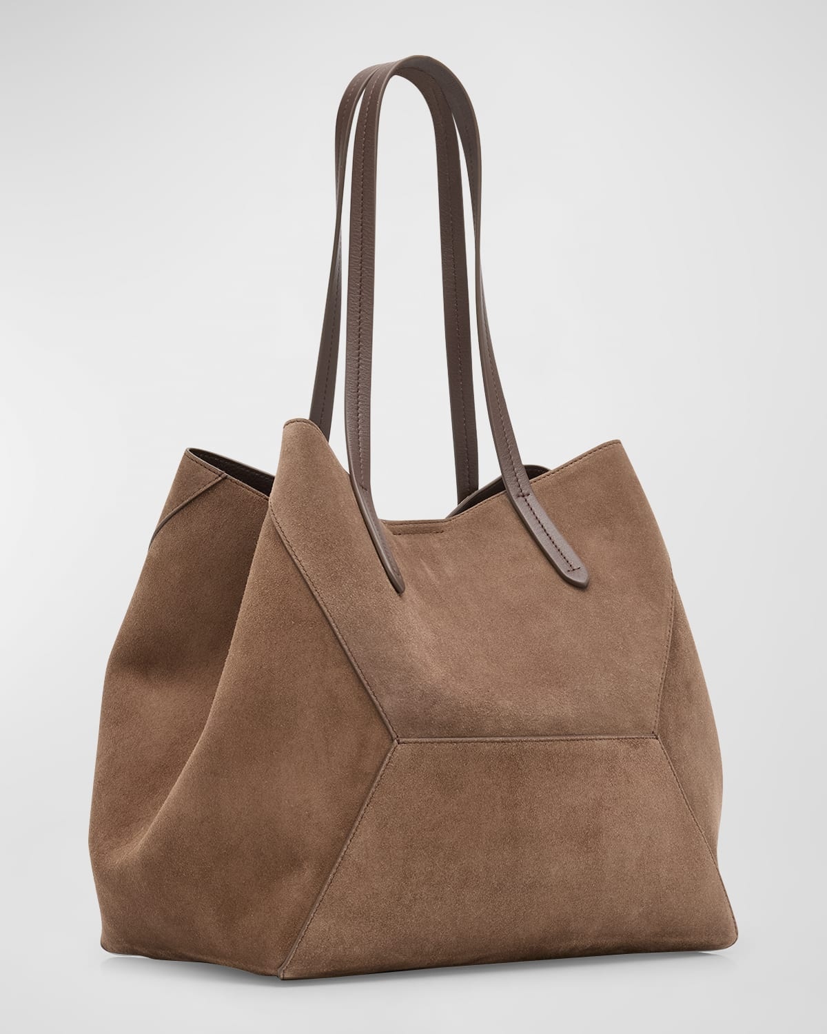 Small Geometric Suede Tote Bag - 4