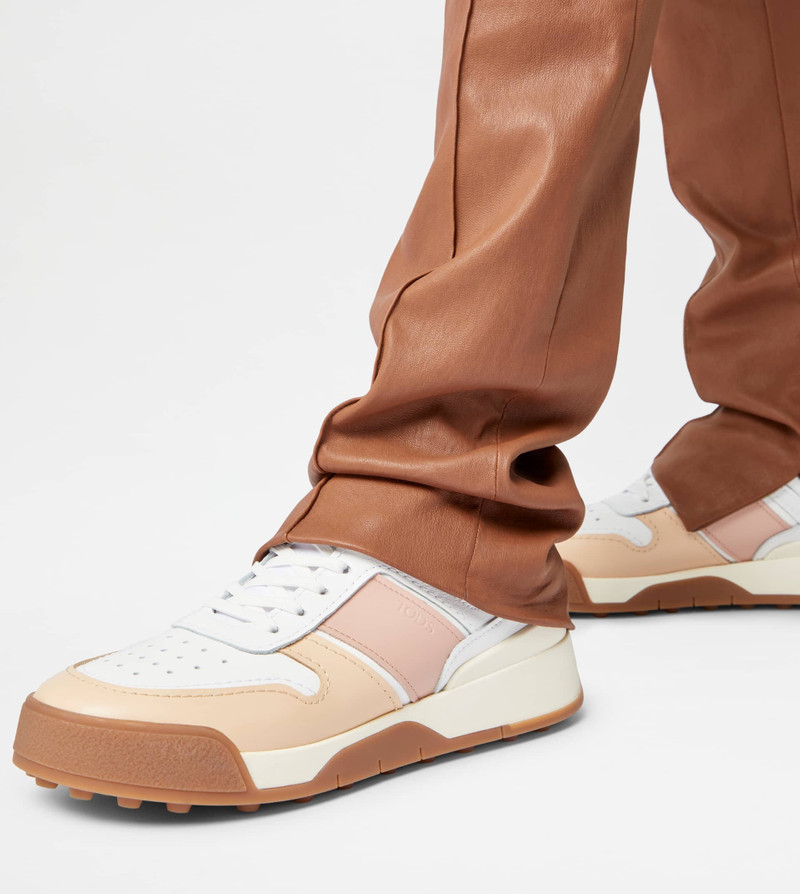 Tod's TOD'S SNEAKERS IN LEATHER - WHITE, PINK, BEIGE outlook
