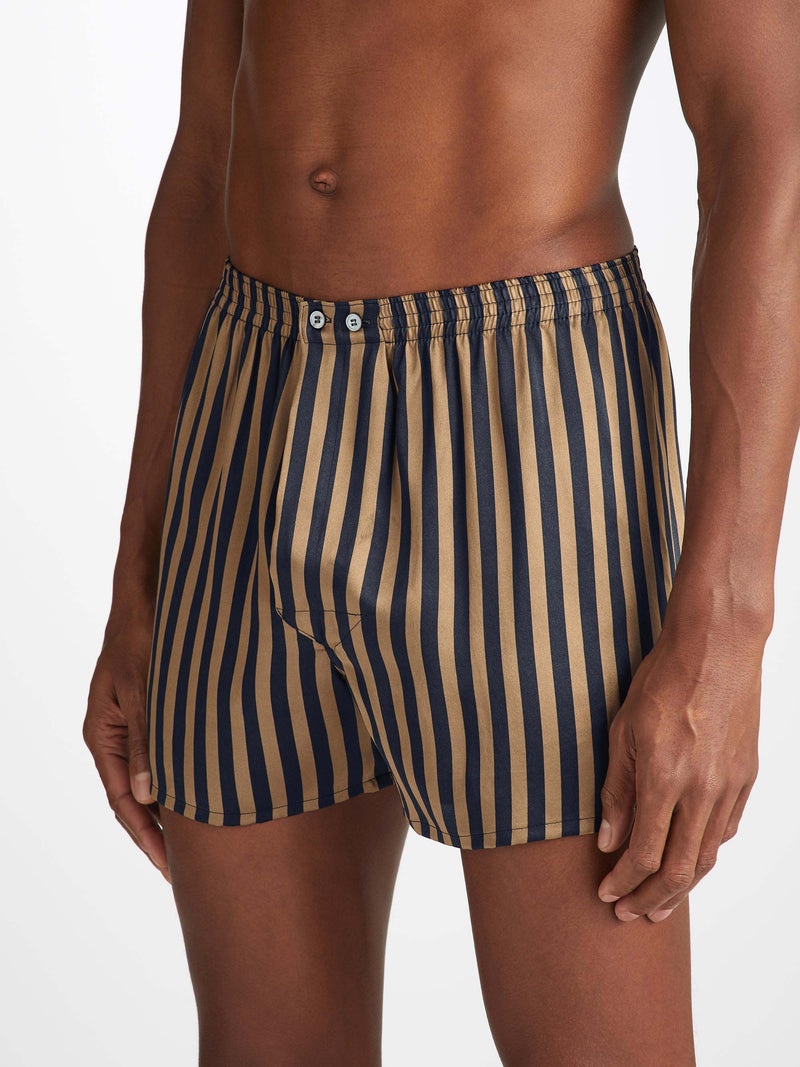 Men's Classic Fit Boxers Brindisi 107 Silk Satin Navy - 5
