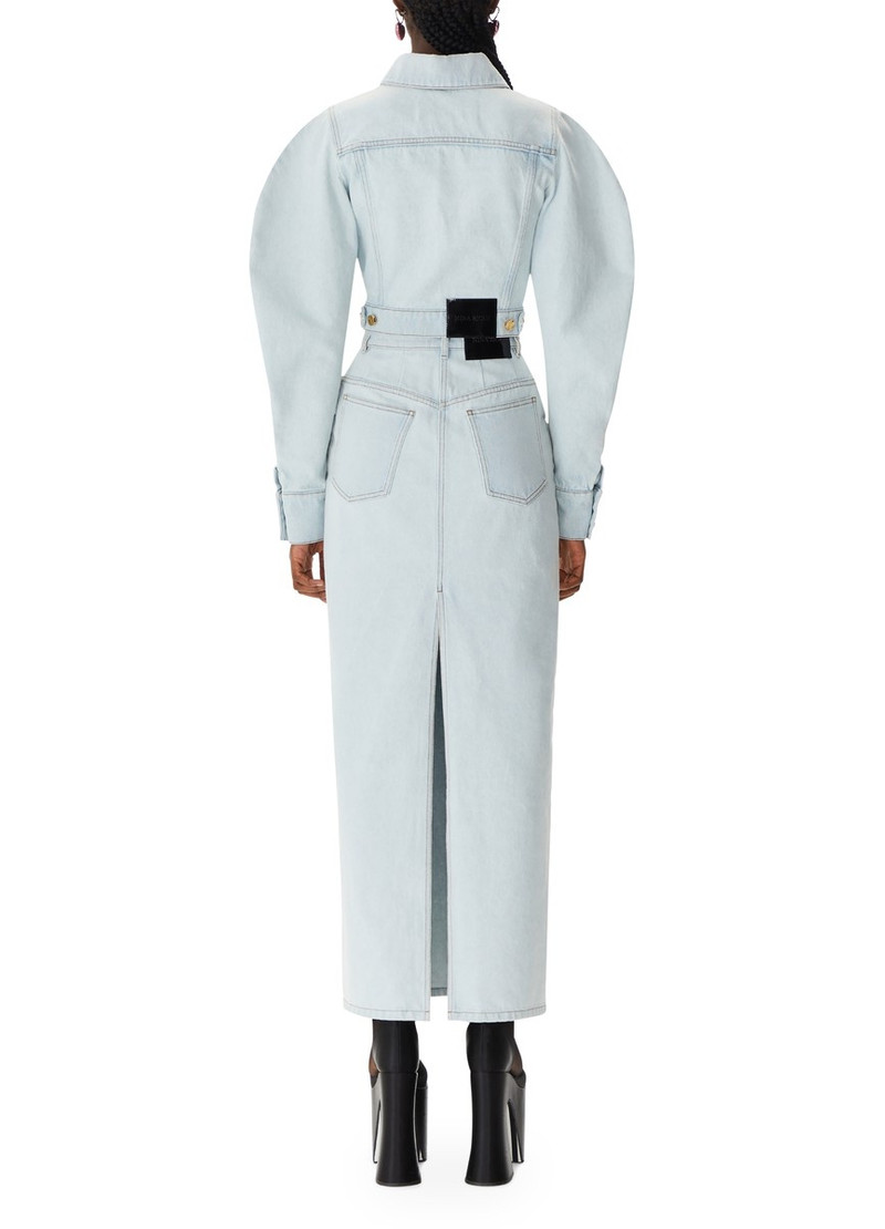 Long denim skirt with slit 4