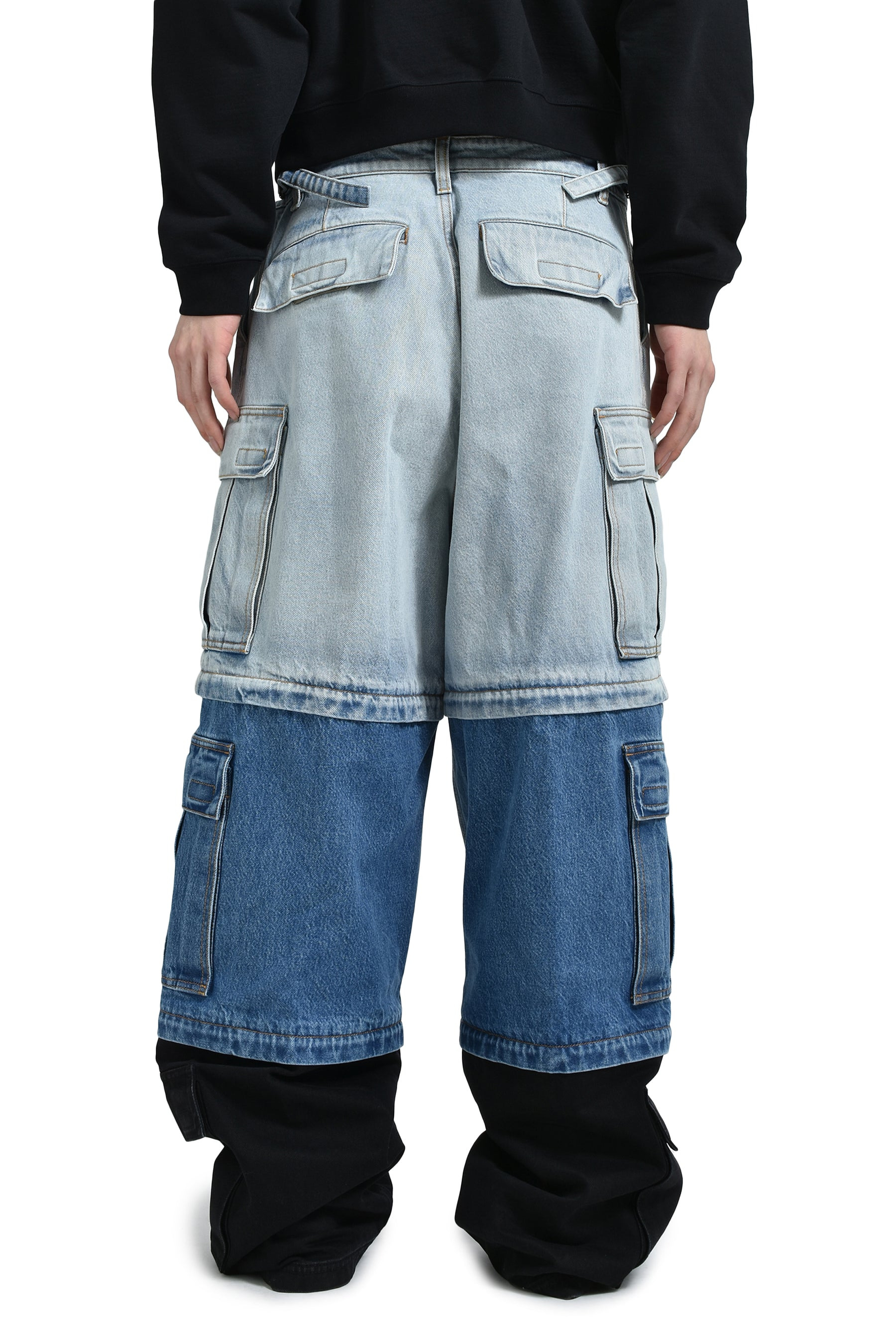 DECONSTRUCTED TRIPLE CARGO PANTS / L.BLU/MID BLU/BLK - 2