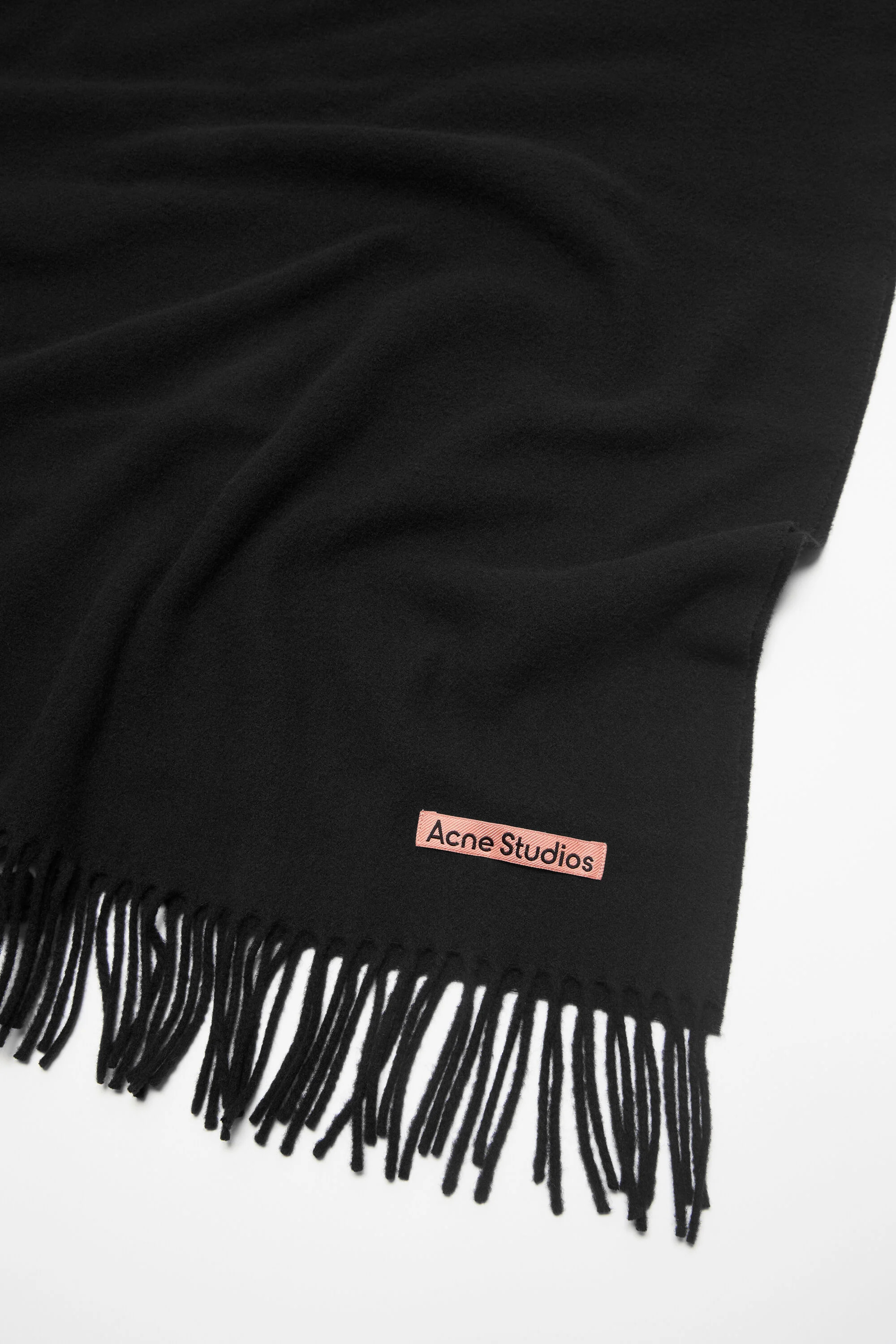 Fringe wool scarf - oversized - Black - 4