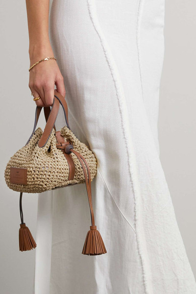 Anya Hindmarch Small leather-trimmed woven raffia tote outlook