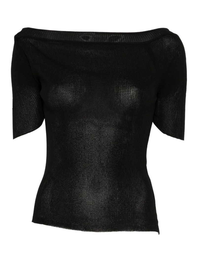 boat-neck ribbed knitted top 1