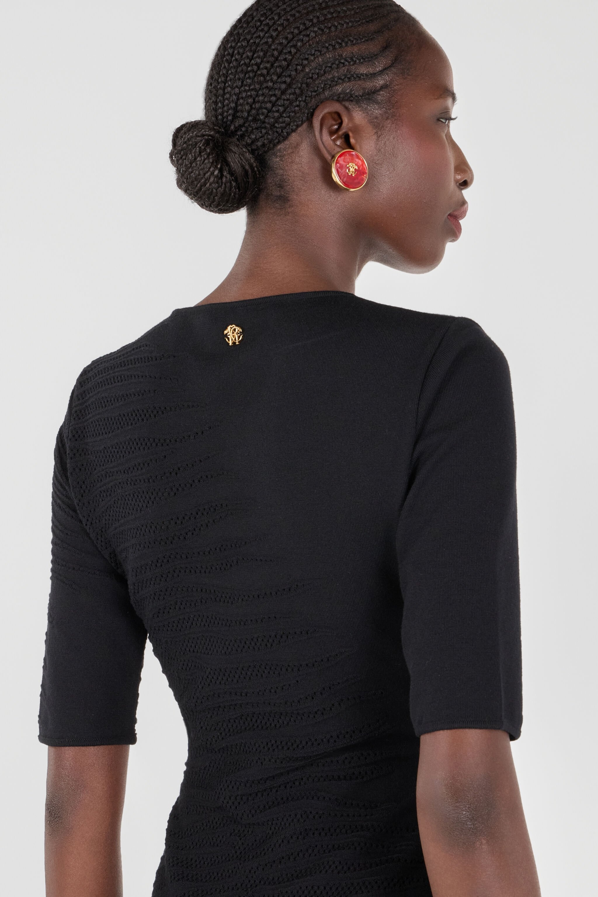 Midi Dress With White Tigress Openwork Detailing - 6