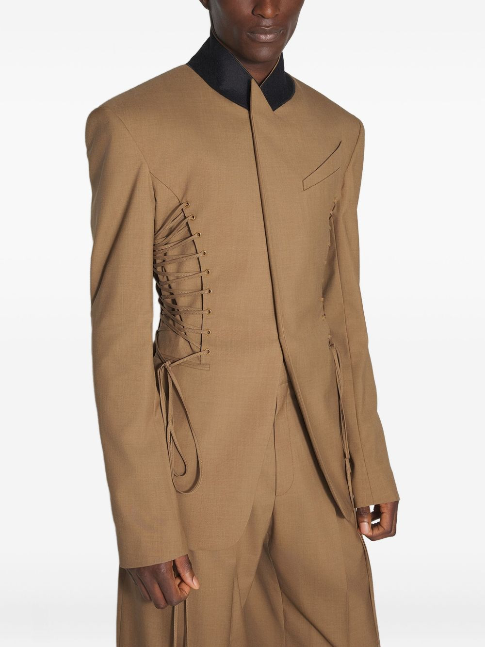 lace-up panel tailored jacket - 3