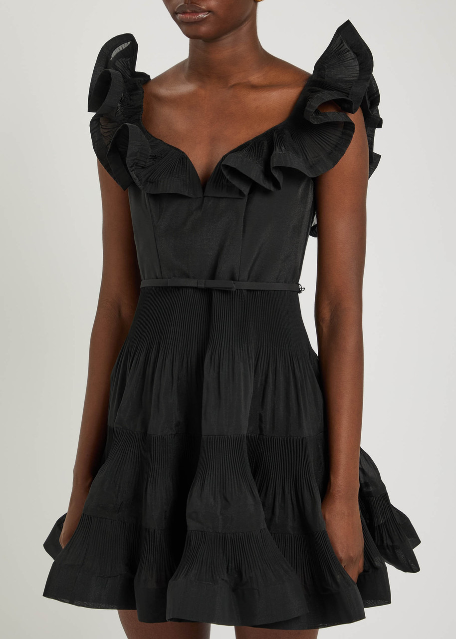 Zimmermann Frilled Plissé and Sateen Mini Dress - 3