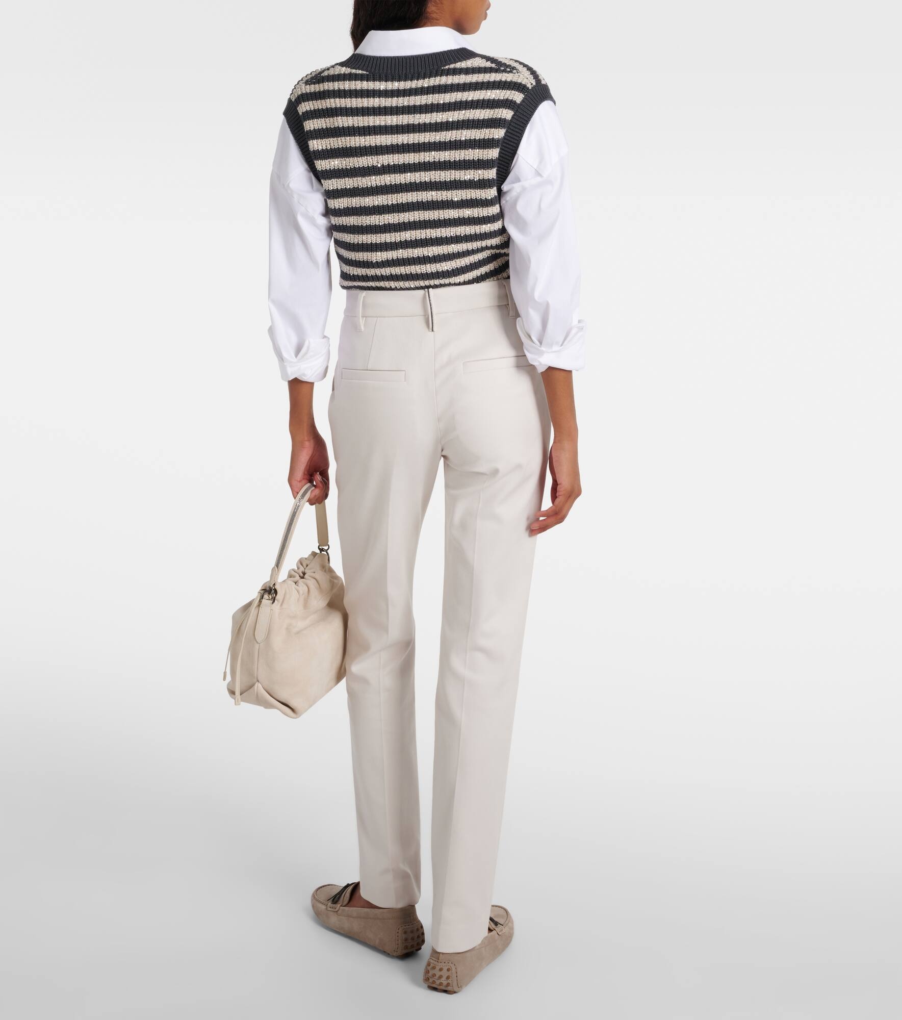 Cotton-blend slim pants - 3