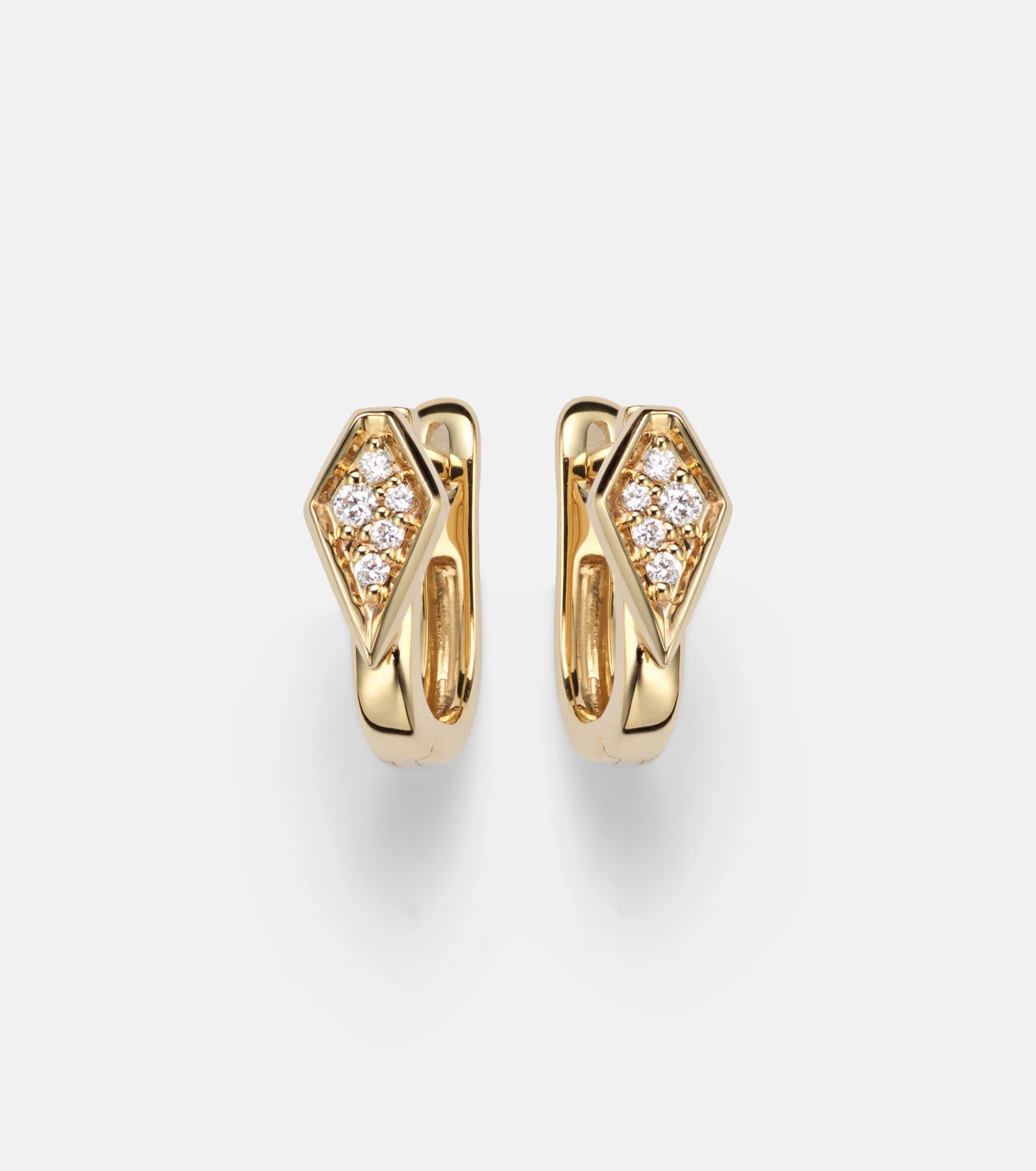 Knife Edge Kite 14kt gold huggie earrings with diamonds - 1