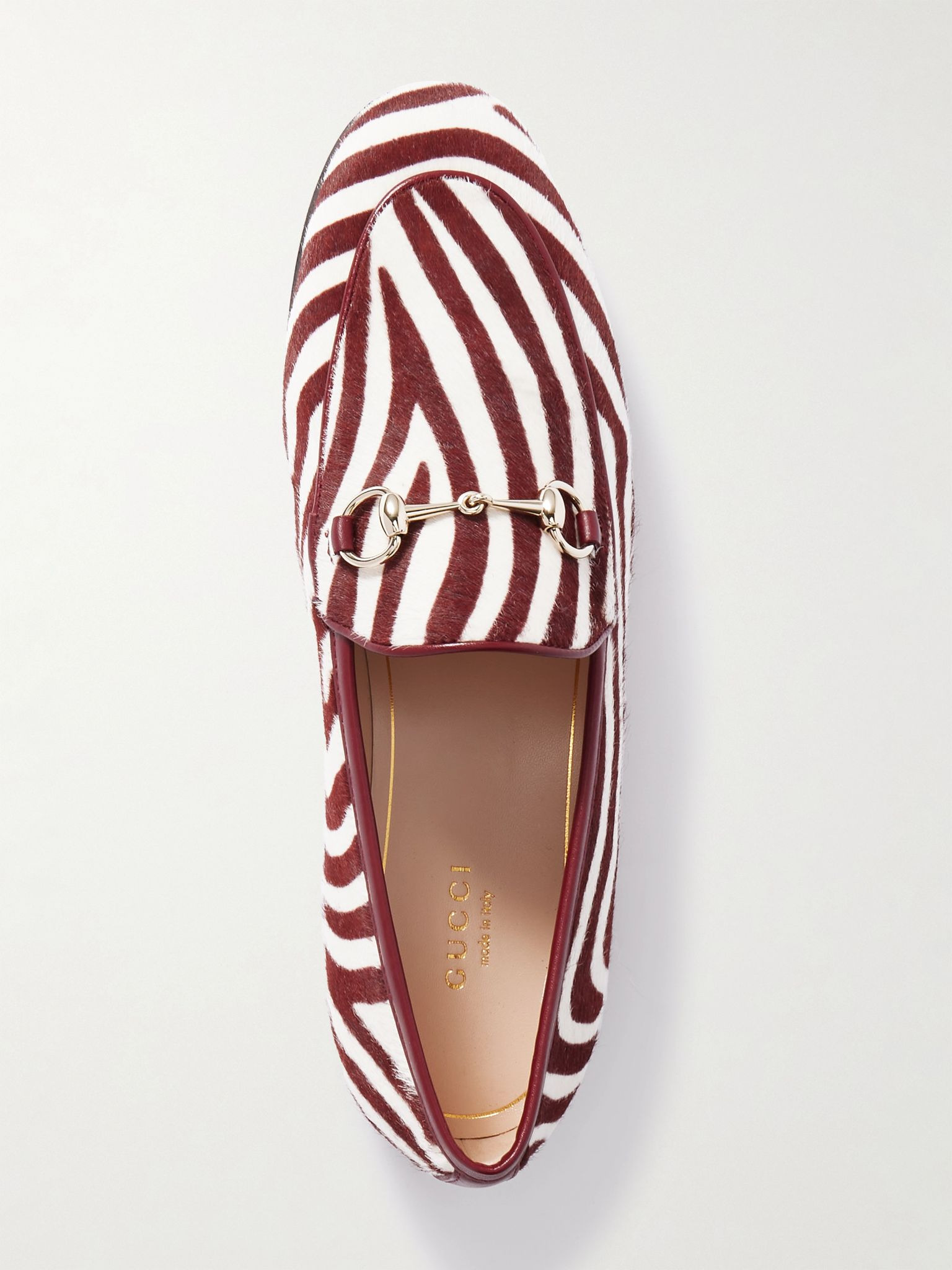 Jordaan horsebit-detailed zebra-print calf hair loafers White - 5