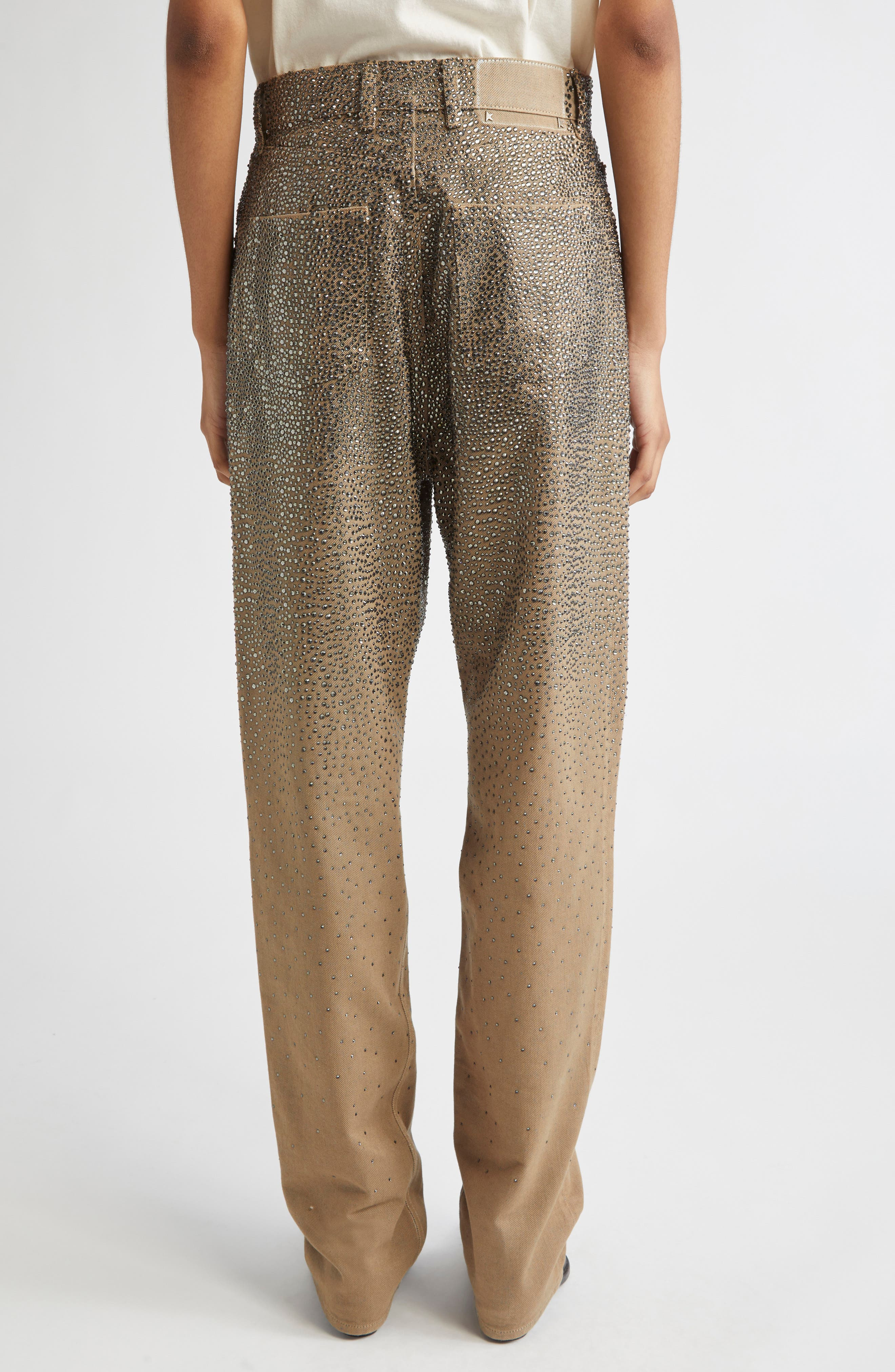 Golden Goose Journey Dégradé Crystal Embellished Jeans in Pale Khaki at Nordstrom - 2