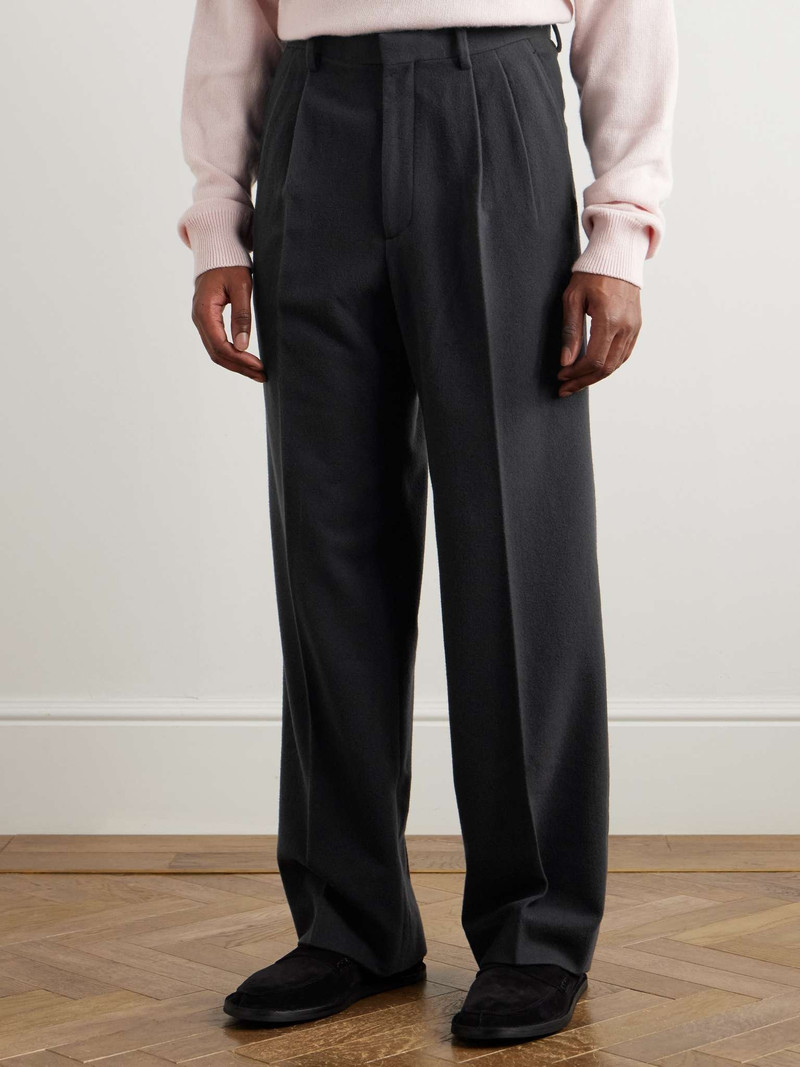 Straight-Leg Pleated Super 180s Wool-Flannel Trousers 4