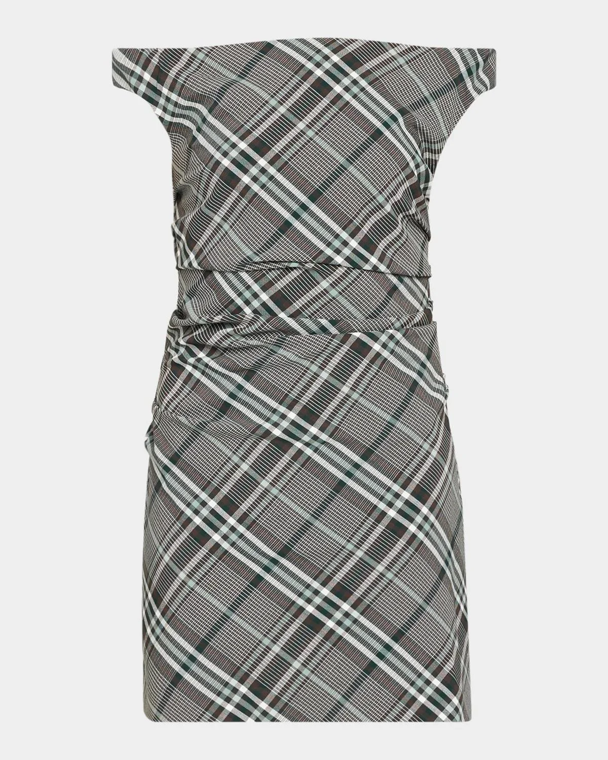 Wells Plaid Off-the-Shoulder Mini Dress - 1