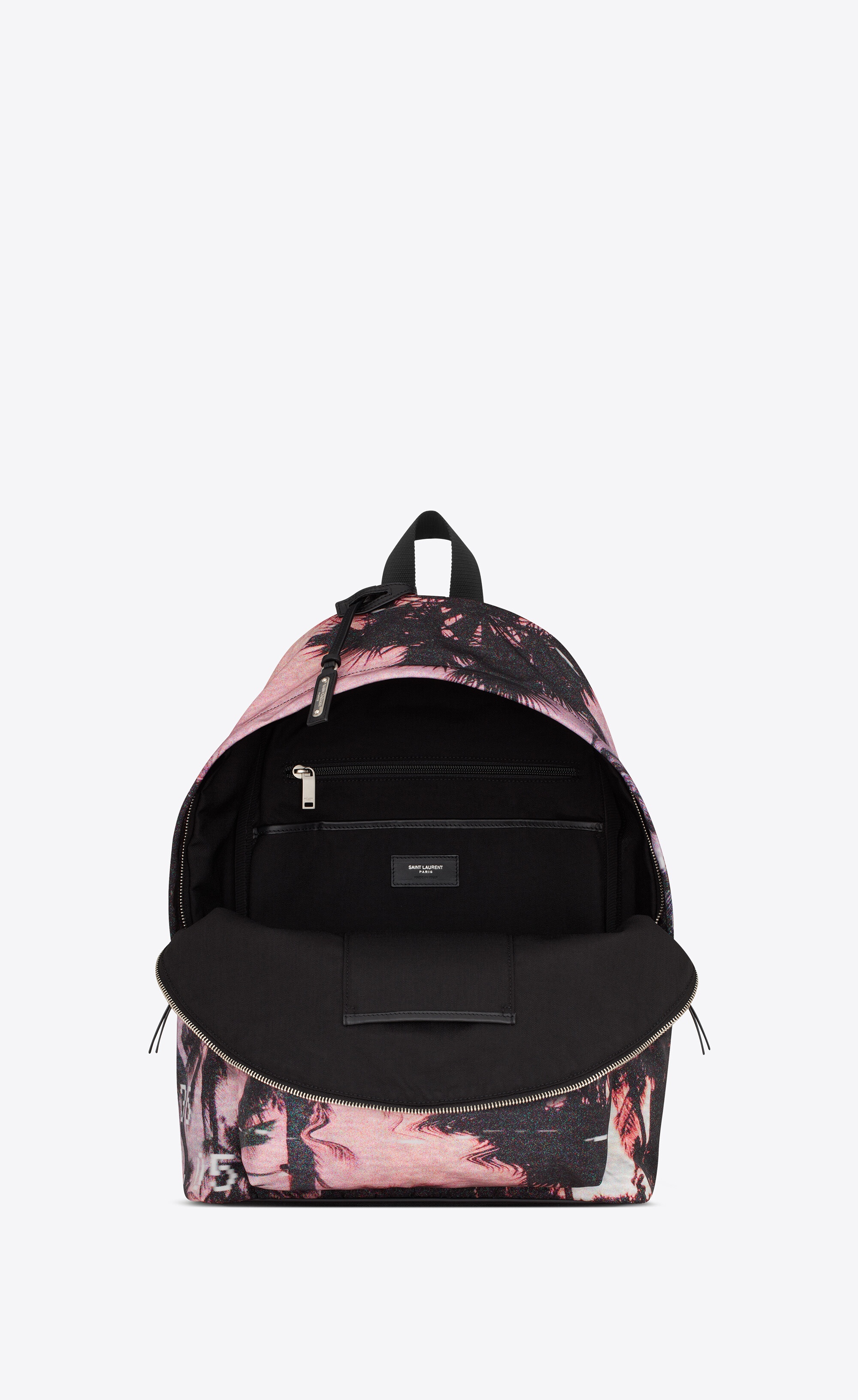 city backpack in econyl®, smooth leather and nylon - 4