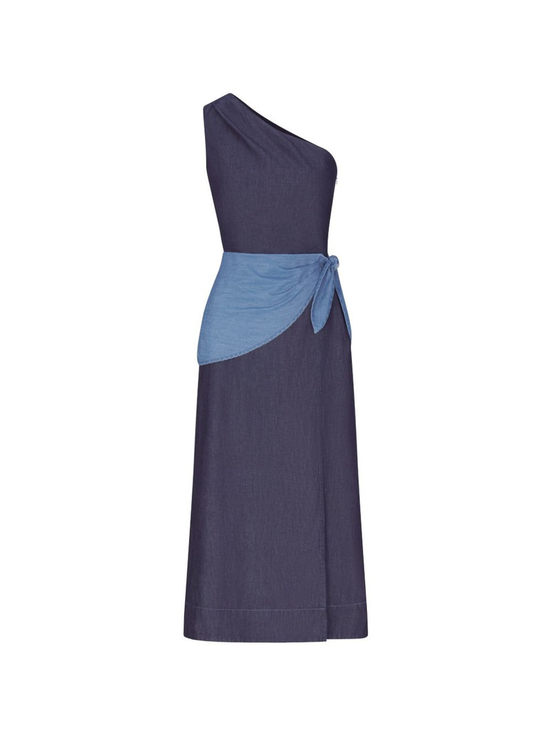 Belem chambray one-shoulder midi dress 1