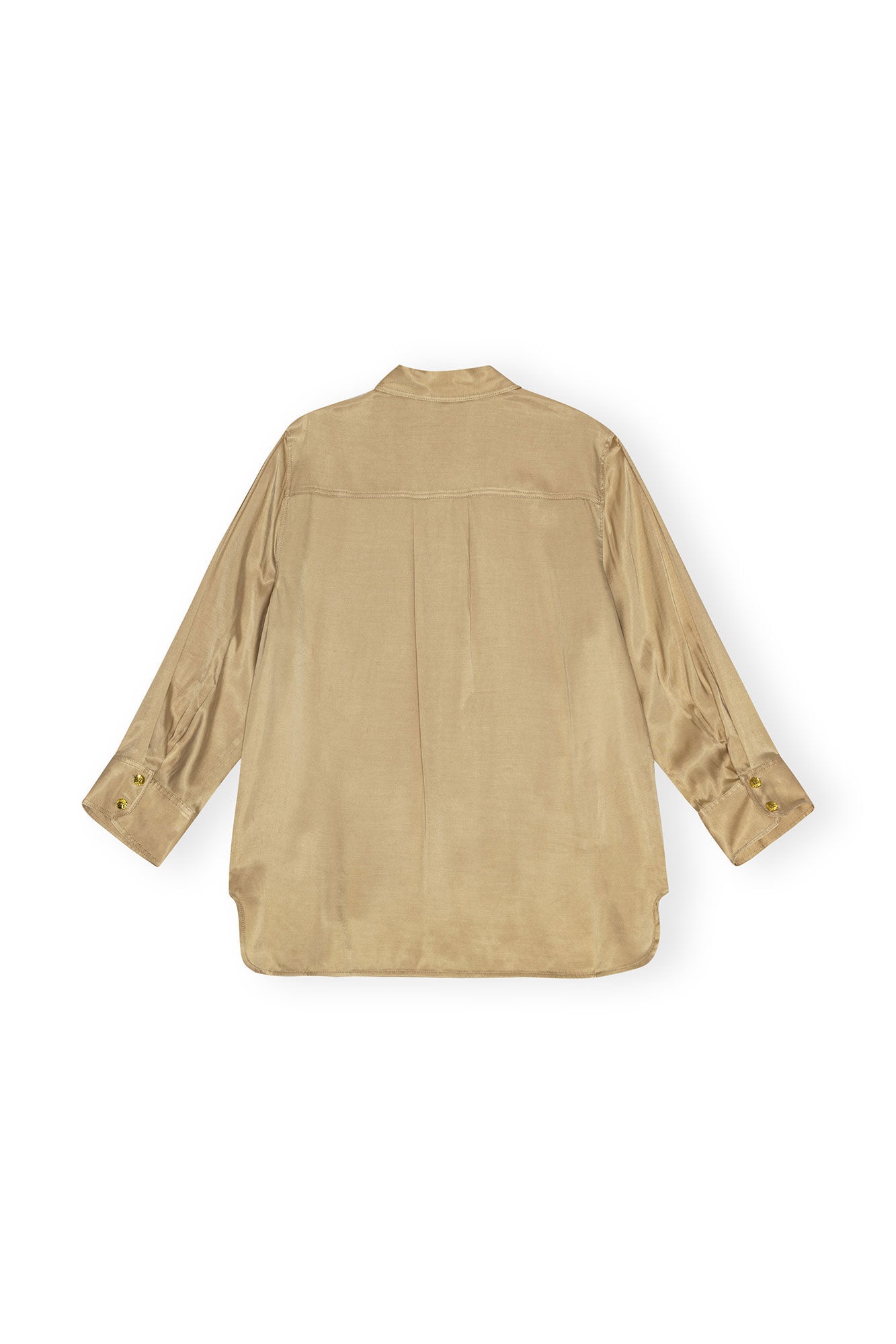 BEIGE WASHED SATIN SHIRT - 2