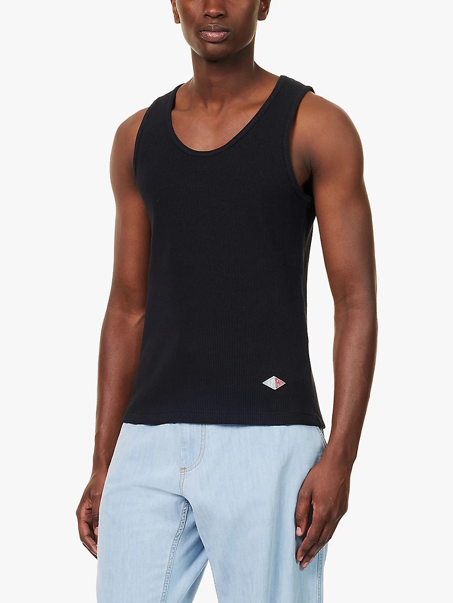 Brand-patch sleeveless stretch-cotton top - 3