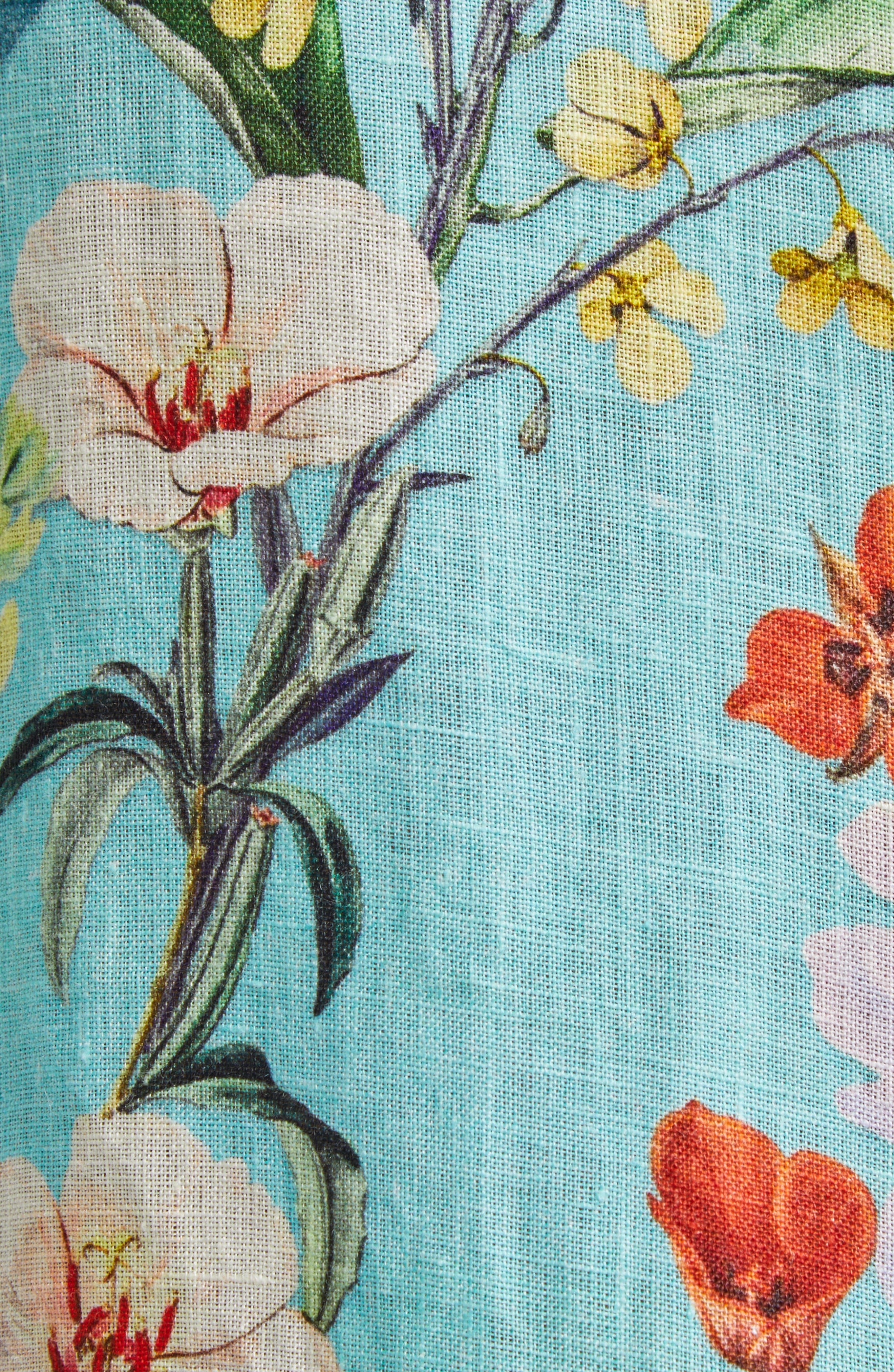 Camilla Tiered Long Sleeve Linen Shirtdress in Gardens Of Queluz at Nordstrom - 6