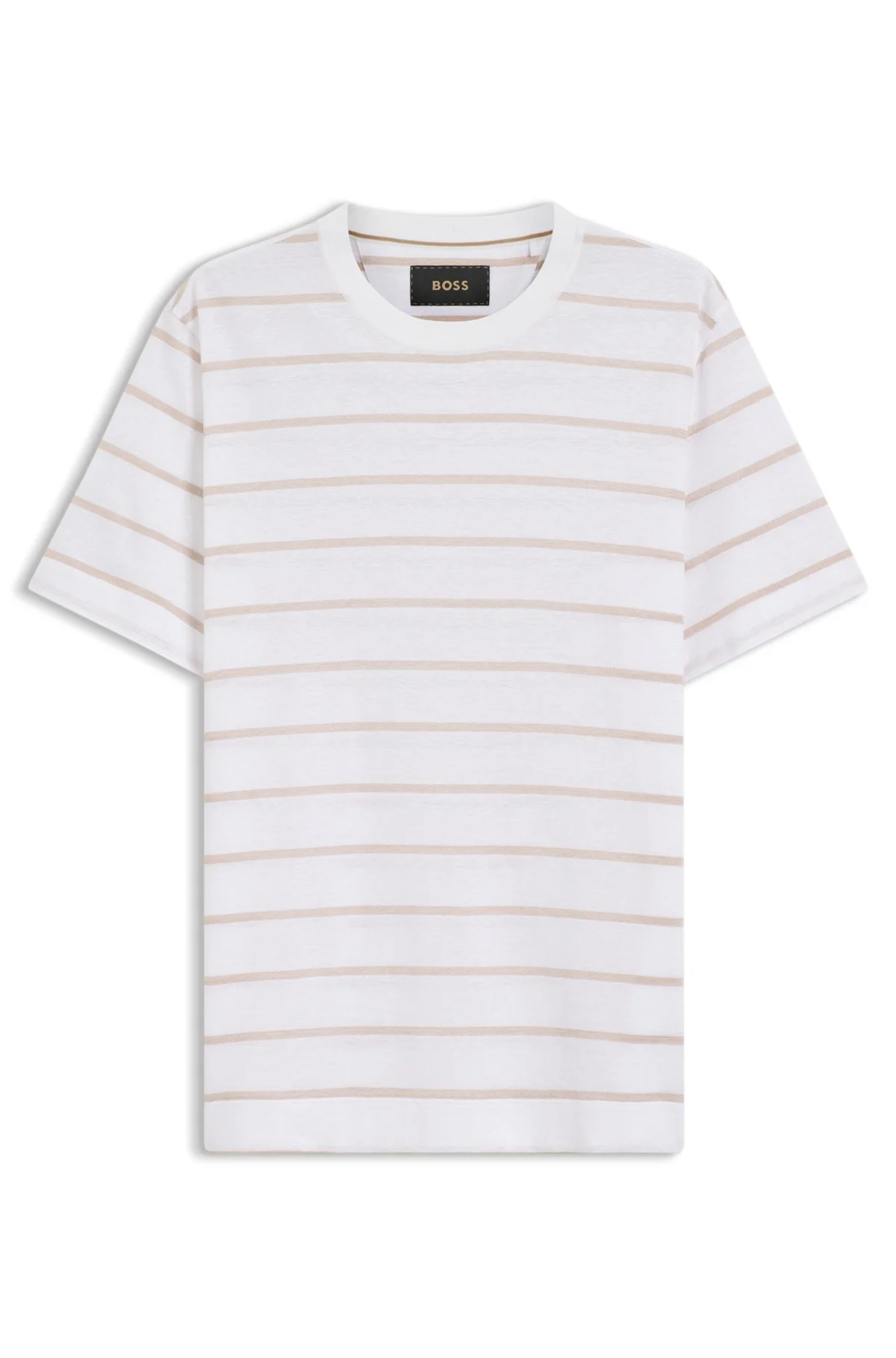 COTTON-LINEN T-SHIRT WITH HORIZONTAL STRIPE - 1