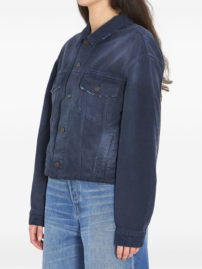 BALENCIAGA pointed-collar denim jacket outlook