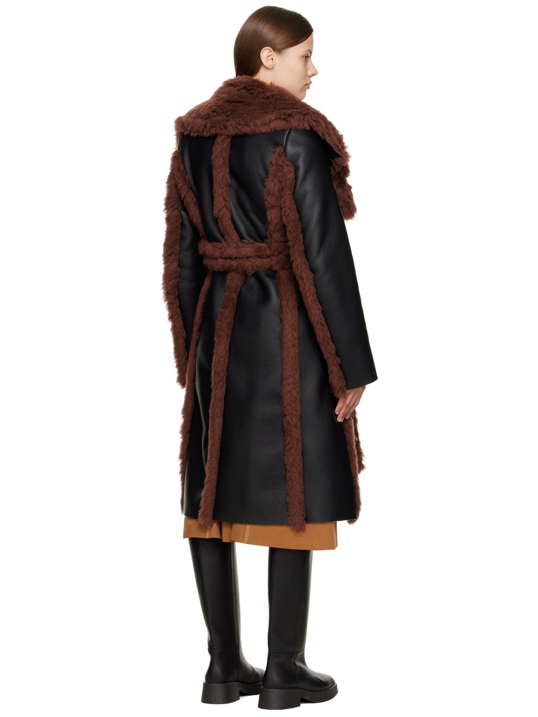 Black & Brown Alter Mat Belted Coat - 3