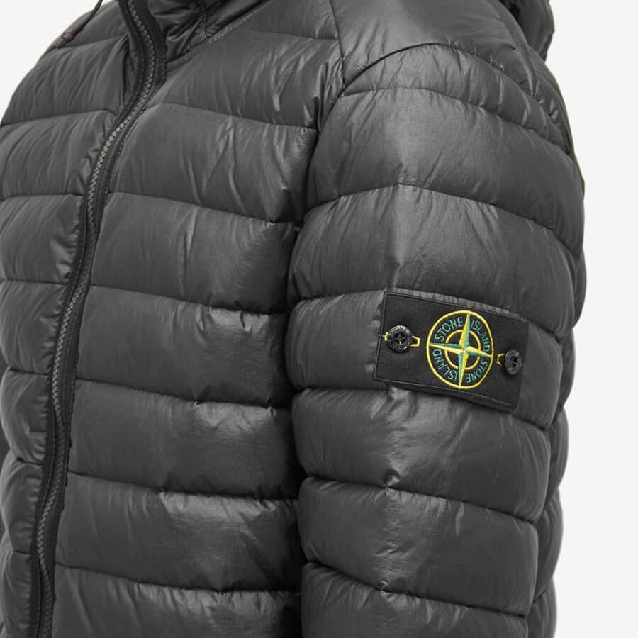 Stone Island Men's Black Loom Woven Chambers Recycled Nylon Down Jacket - 4