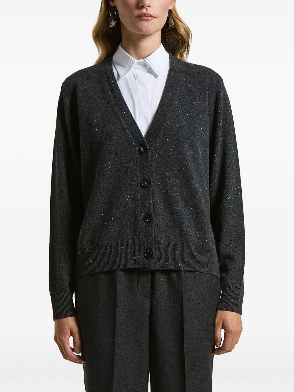 button V-neck sweater - 1