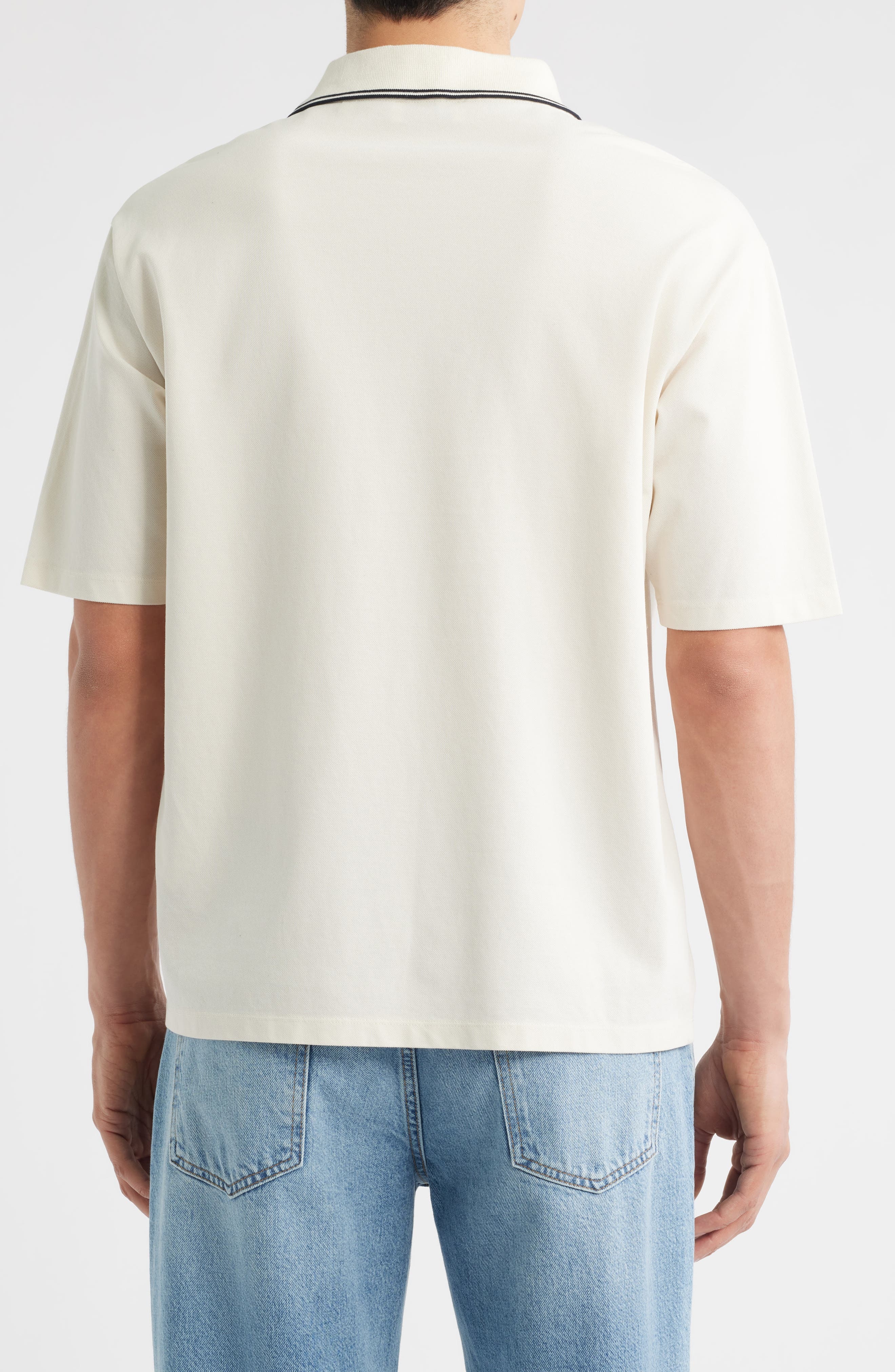 FRAME Cotton Pique Polo in White Sand at Nordstrom - 2