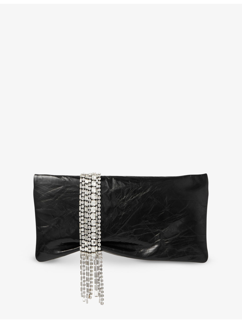 Zandra crystal-embellished metallic-leather clutch bag - 4