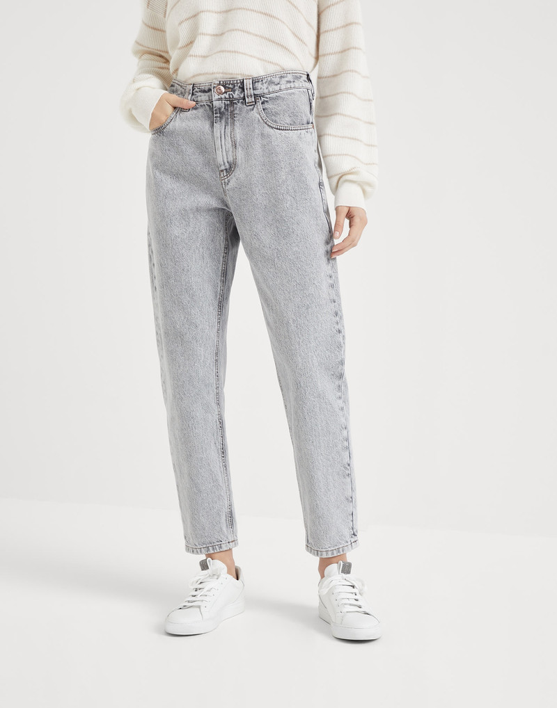 Authentic denim baggy trousers with shiny tab - 1