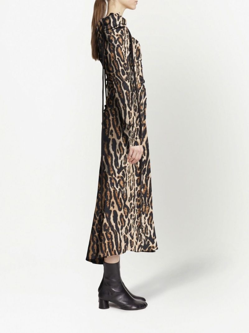 leopard crepe de Chine cinched dress - 3