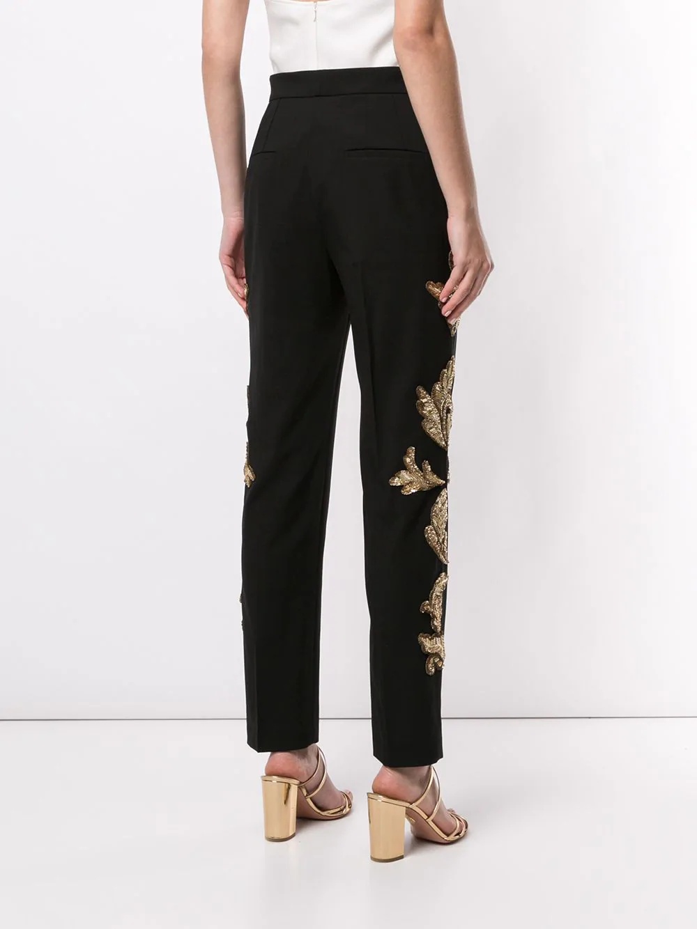 sequin-embellished high-waisted trousers - 4