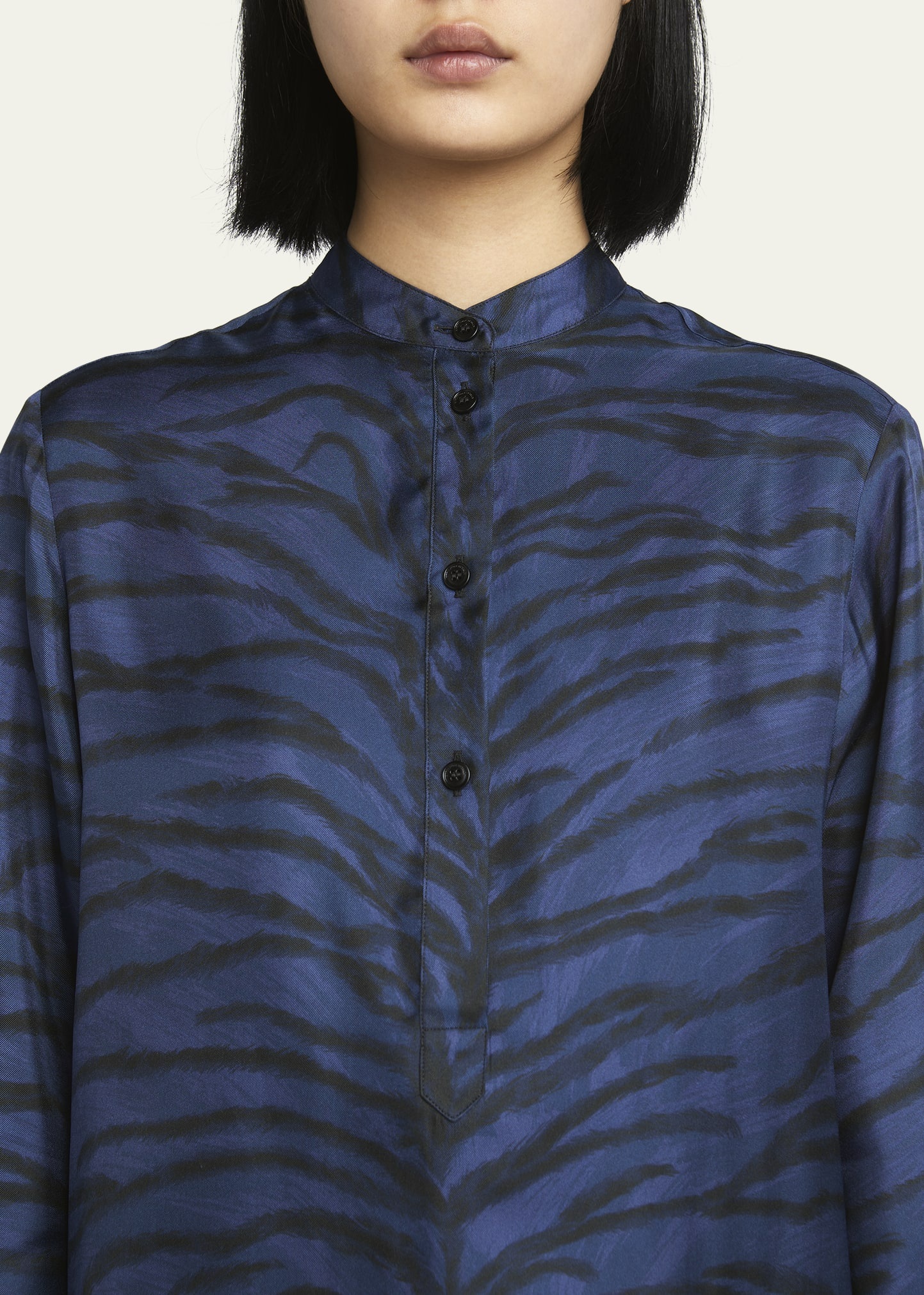 Button-Down Tiger Print Blouse - 5