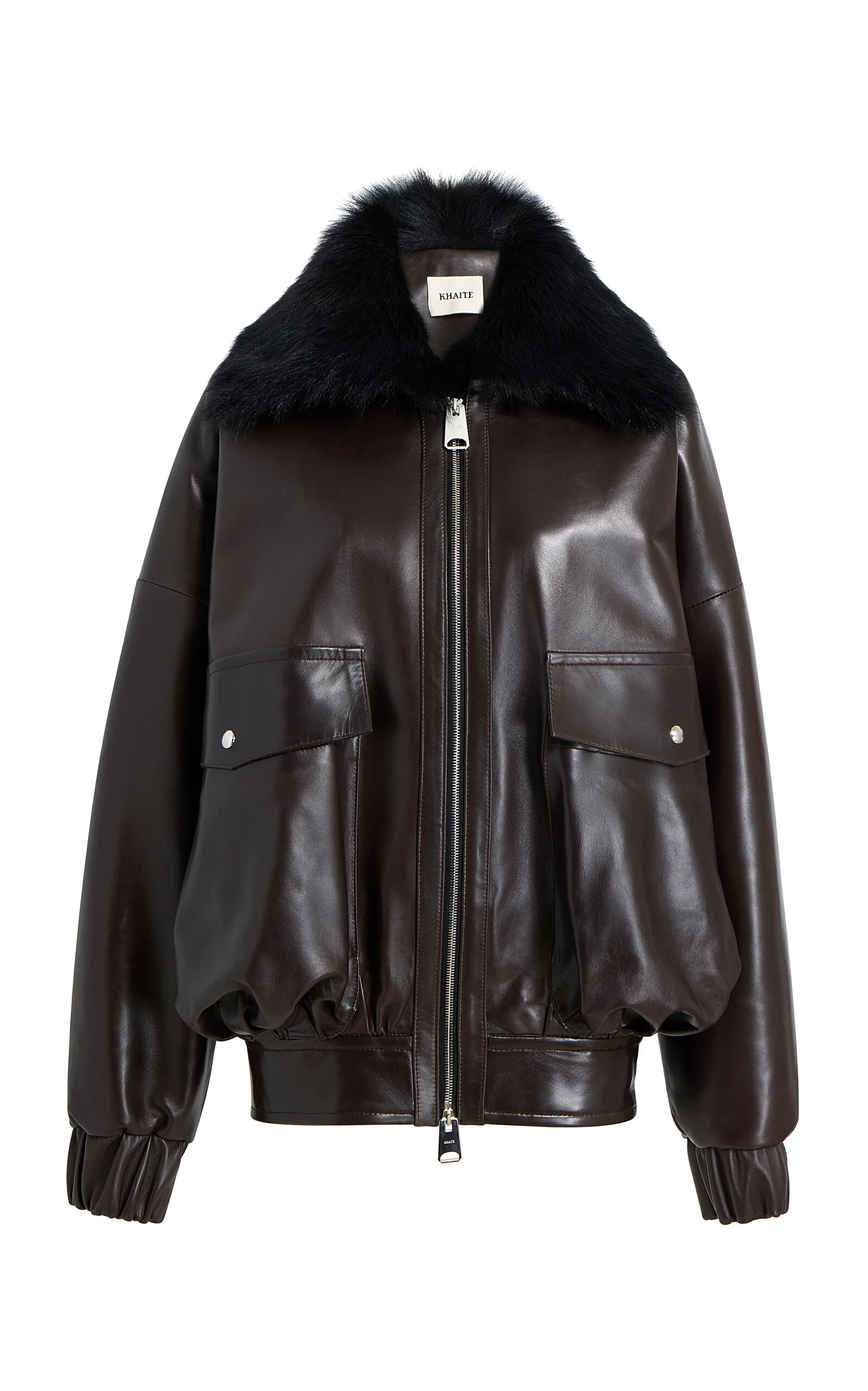 Daemon Shearling-Trimmed Leather Jacket brown - 1