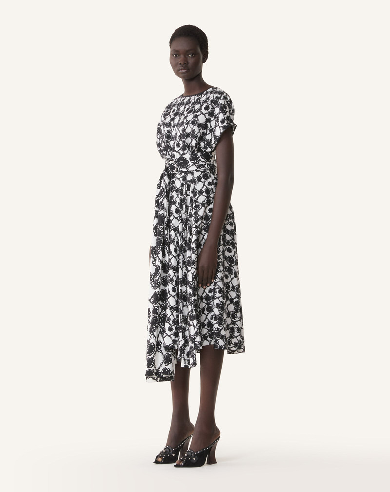 PRINTED SILK DRAPED DRESS 3