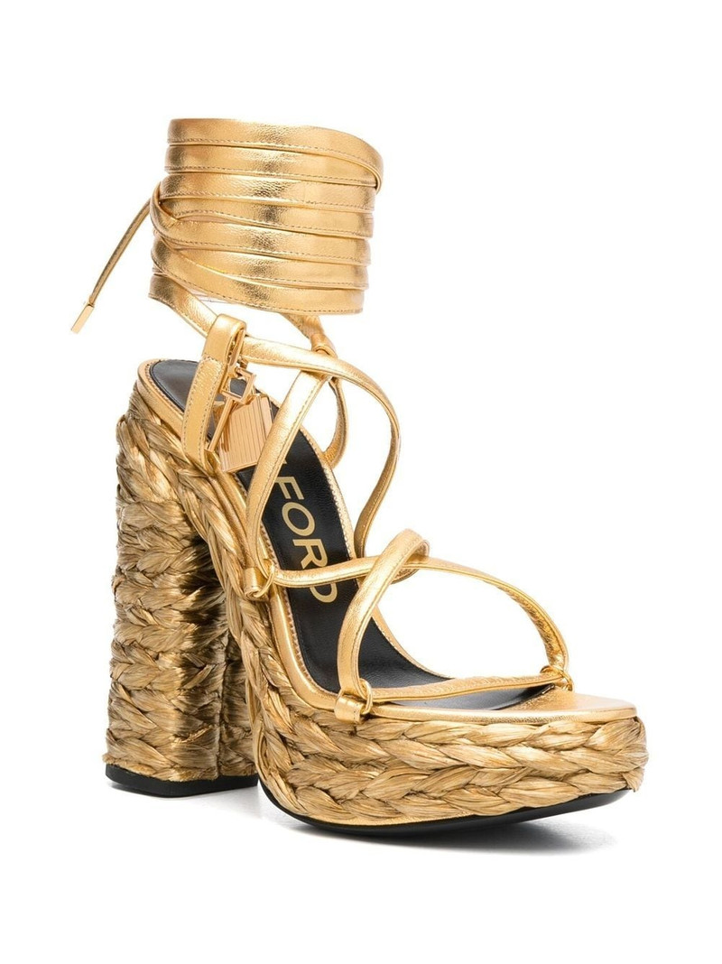 TOM FORD metallic-effect 140mm leather platform sandals outlook