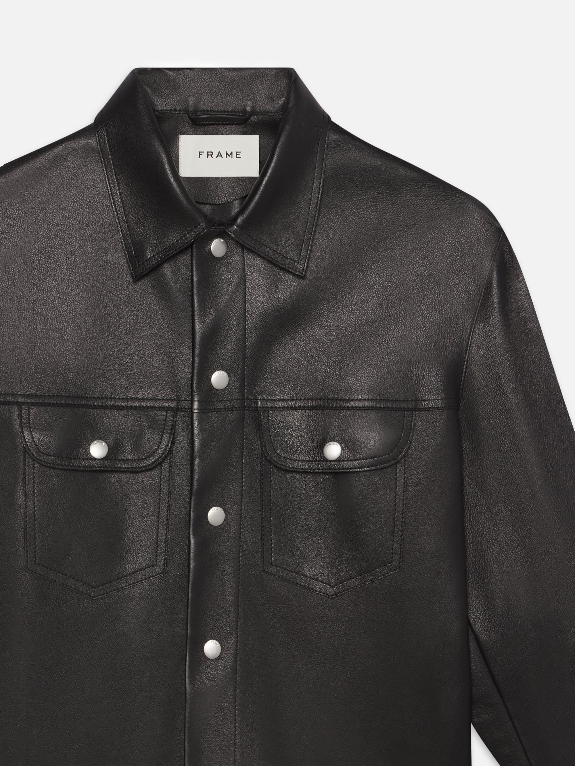 Leather Trucker Jacket in Black - 3