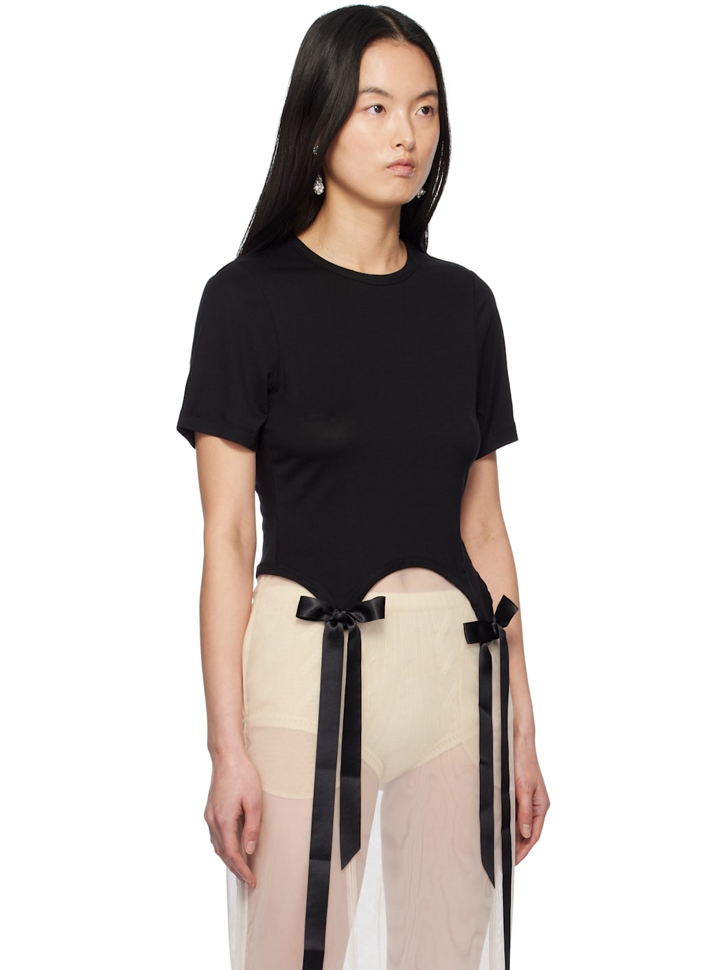 Black Bow Tail Easy T-shirt - 2