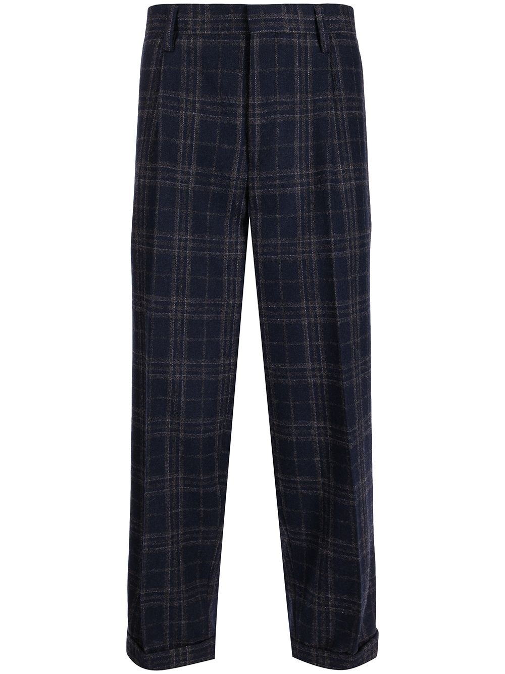 plaid-check print trousers - 1