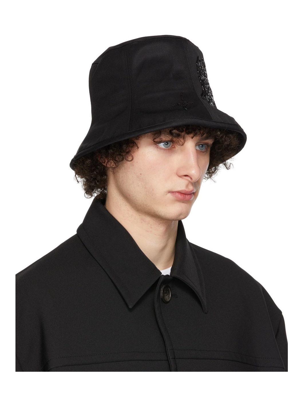 Black Angel Sequin 6-Panel Hat - 2