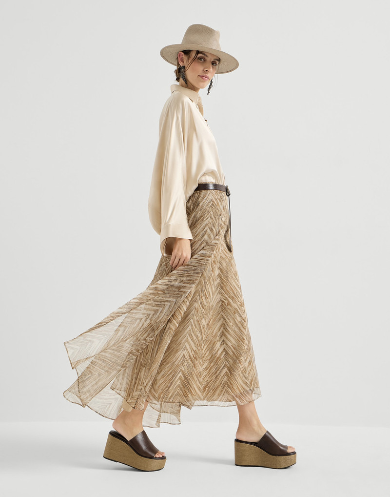 Silk chevron print organza paneled circle skirt 5