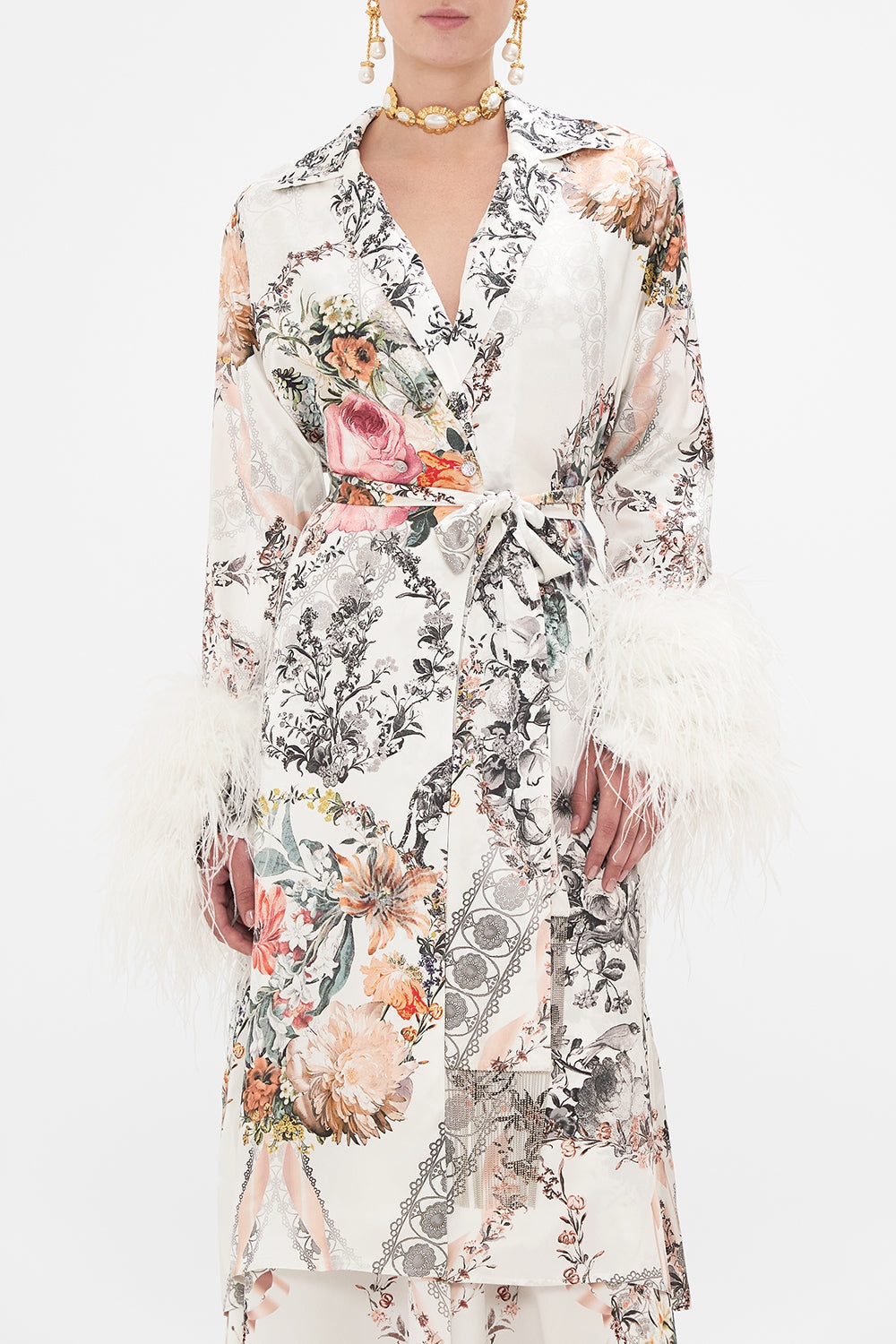 SPLIT CUFF SOFT COAT WITH FEATHERS - 5