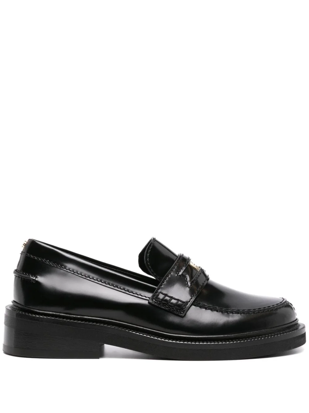 logo-plaque leather loafers - 1