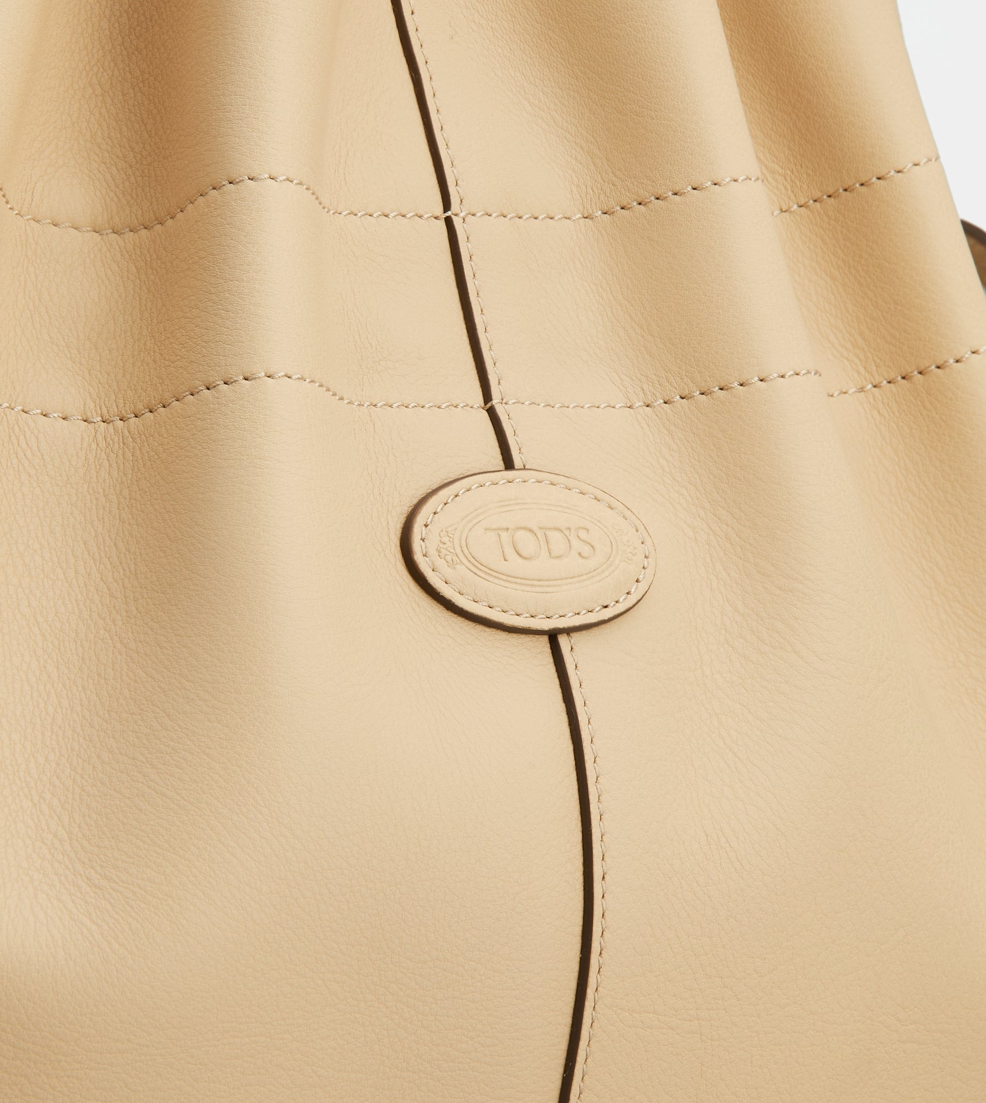 TOD'S DI BAG BUCKET BAG IN LEATHER MEDIUM WITH DRAWSTRING - BEIGE - 7