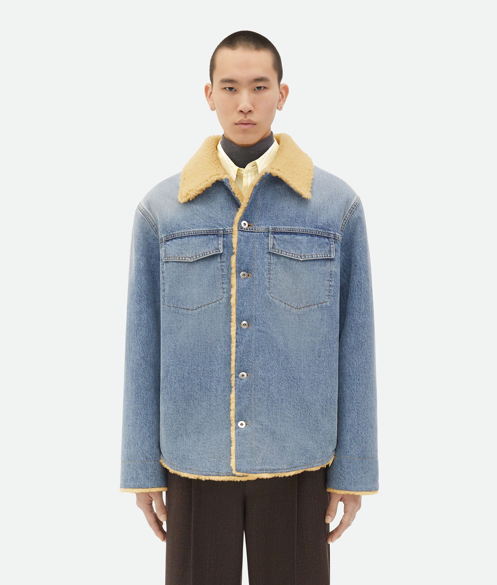 Shearling And Denim Jacket - 1