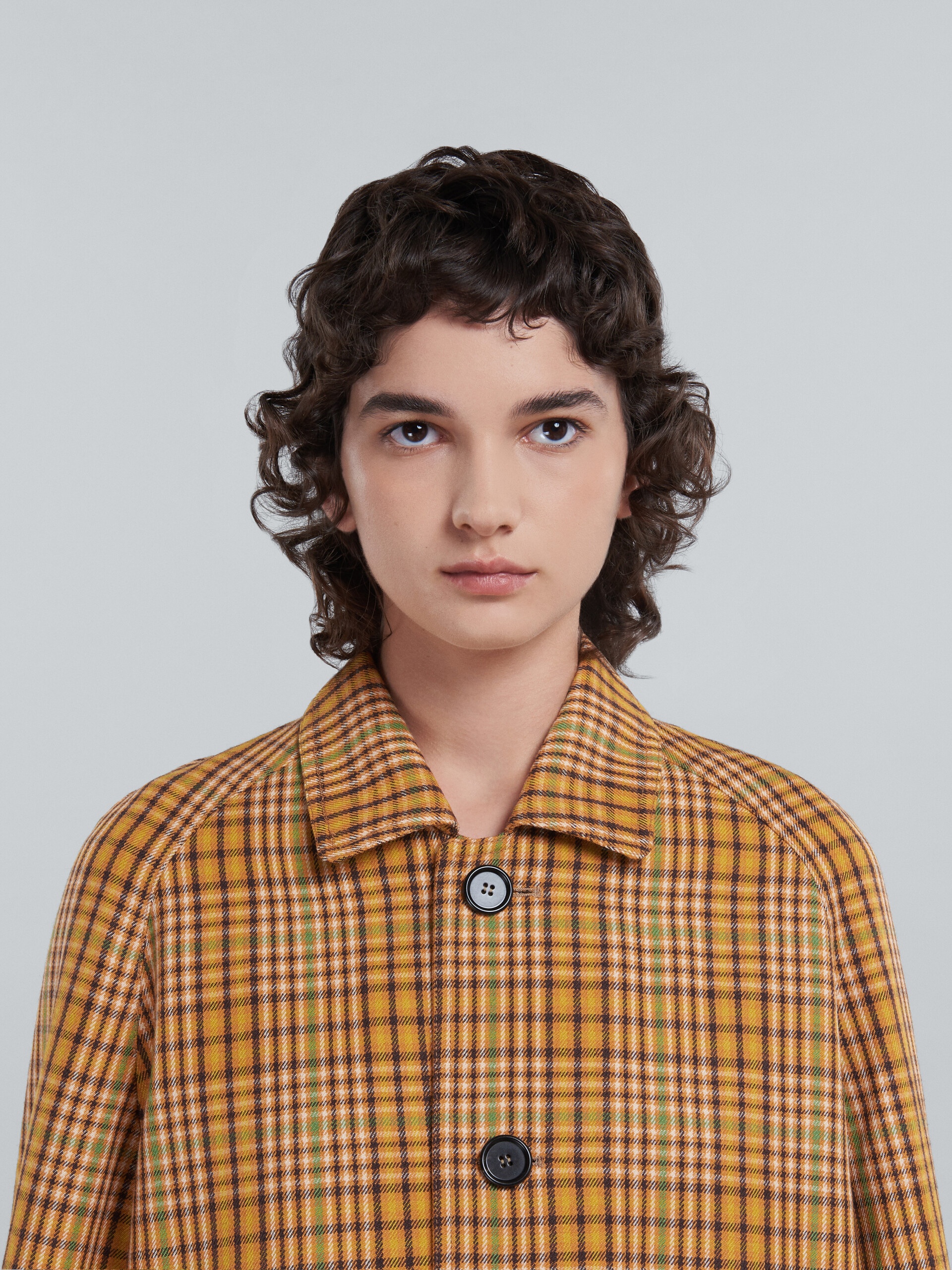 ORANGE CHECK WOOL JACKET - 4